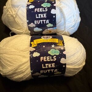 2- Lions Brand Yarn- A Star is Born - Feels Like Butta- white. New.